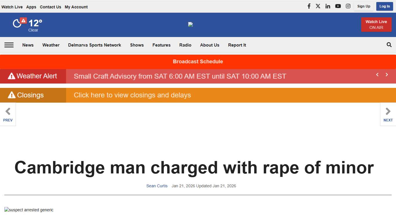 Cambridge man charged with rape of minor Latest News wboc.com